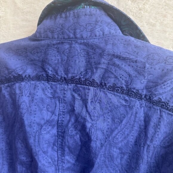 Robert Graham Paisley Cotton Long Sleeve Woven Button Down Shirt Floral Blue M - Picture 7 of 16